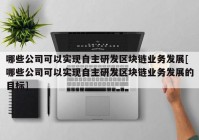 哪些公司可以实现自主研发区块链业务发展[哪些公司可以实现自主研发区块链业务发展的目标]