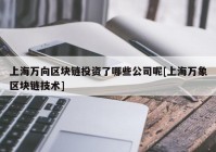 上海万向区块链投资了哪些公司呢[上海万象区块链技术]